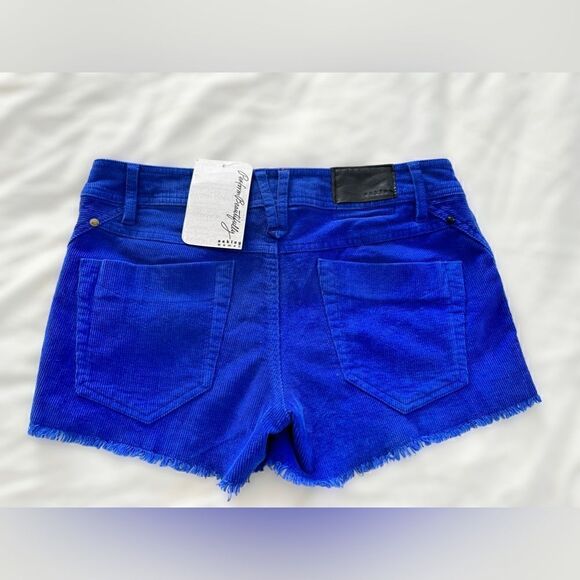Oakley Corduroy Blue Distressed Fringe Shorts Size 5 / 6 - Picture 4 of 12